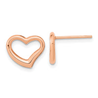 14k Rose Gold Polished Heart Post Earrings-TH969