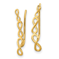 14k Gold Polished Infinity Ear Climber Earrings-TH977