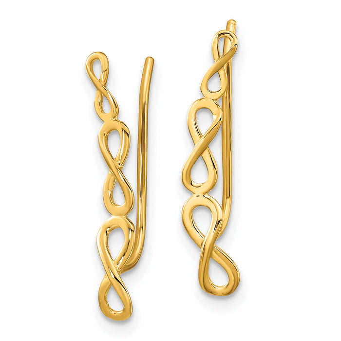 14k Gold Polished Infinity Ear Climber Earrings-TH977