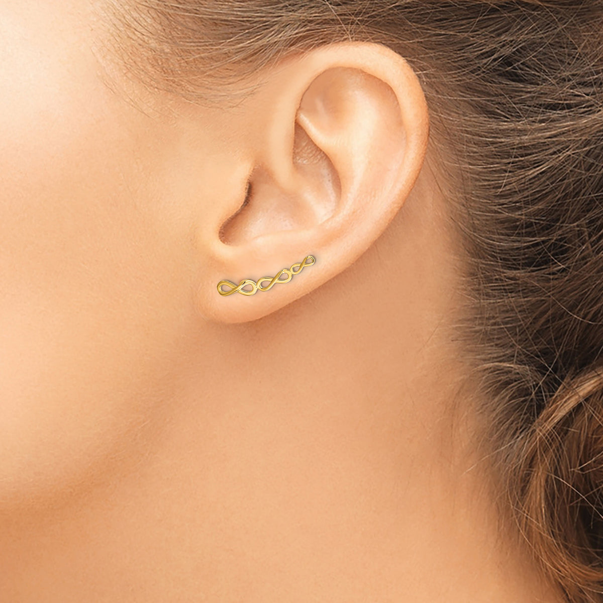 14k Gold Polished Infinity Ear Climber Earrings-TH977
