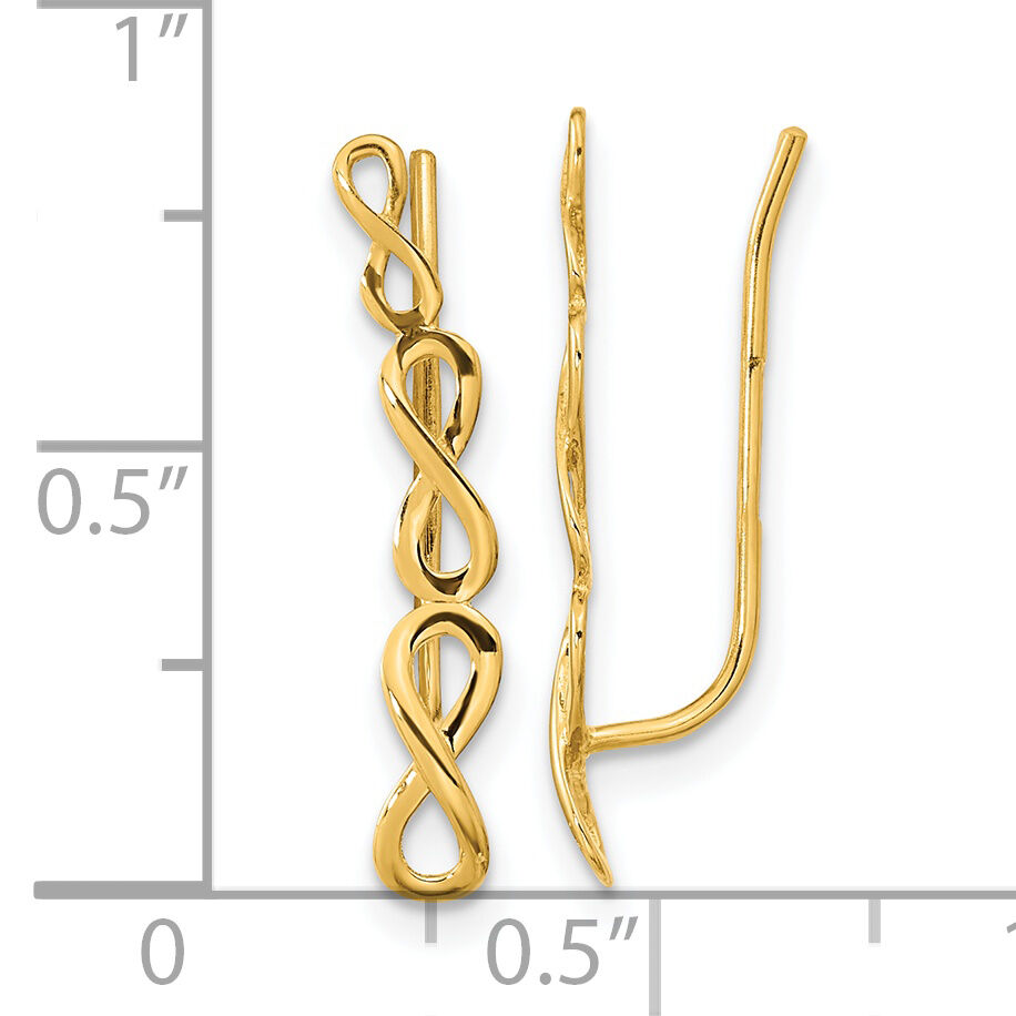 14k Gold Polished Infinity Ear Climber Earrings-TH977
