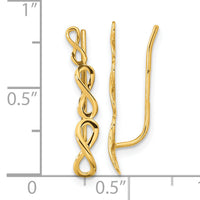 14k Gold Polished Infinity Ear Climber Earrings-TH977
