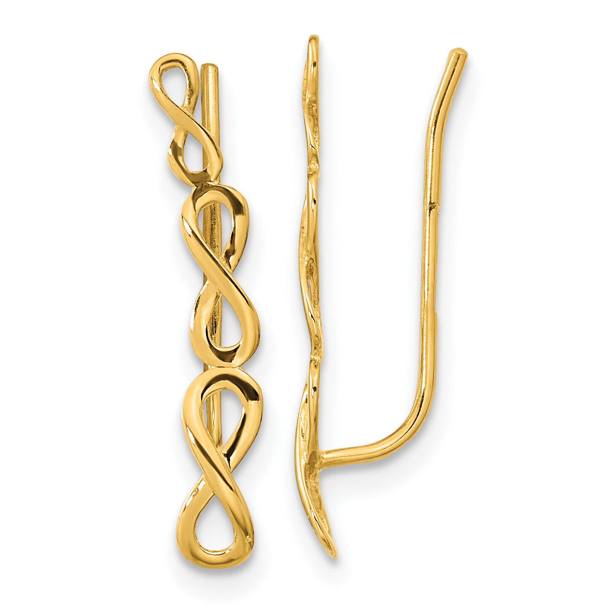 14k Gold Polished Infinity Ear Climber Earrings-TH977