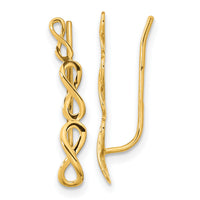 14k Gold Polished Infinity Ear Climber Earrings-TH977