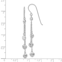 14k White Gold D/C Triple Heart Dangle Shepherd Hook Earrings-TH979W