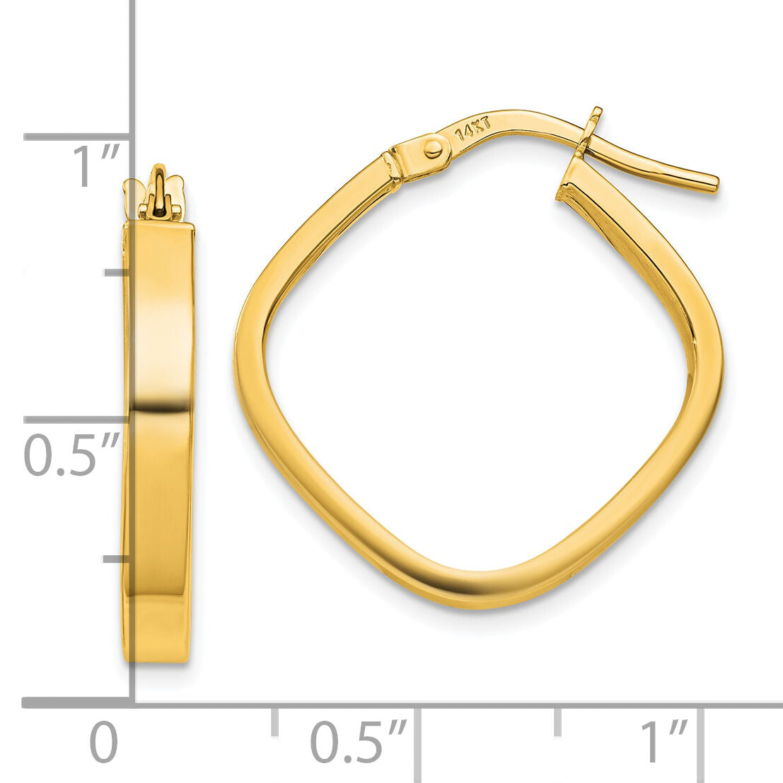 14K Flat Edge Square Hoop Earrings-TH980