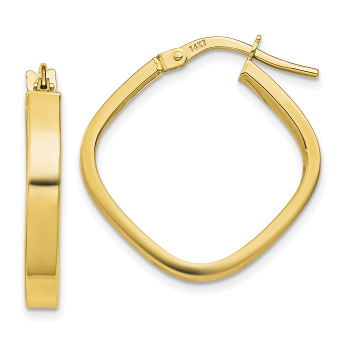 14K Flat Edge Square Hoop Earrings-TH980