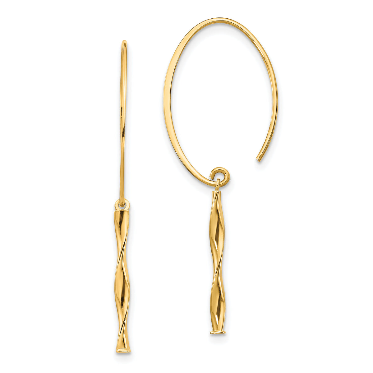 14K Twist Bar Dangle Earrings-TH985