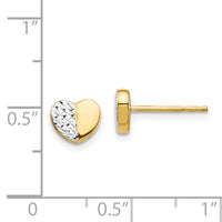 14K & Rhodium Diamond-Cut Heart Post Earrings-TH991