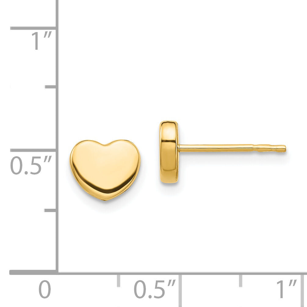14K Polished Heart Post Earrings-TH993