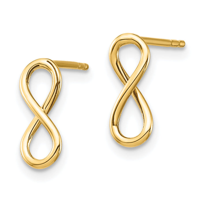 14K Polished Infinity Post Earrings-TH994