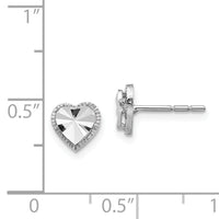 14K White Gold Diamond-Cut Heart Post Earrings-TH996