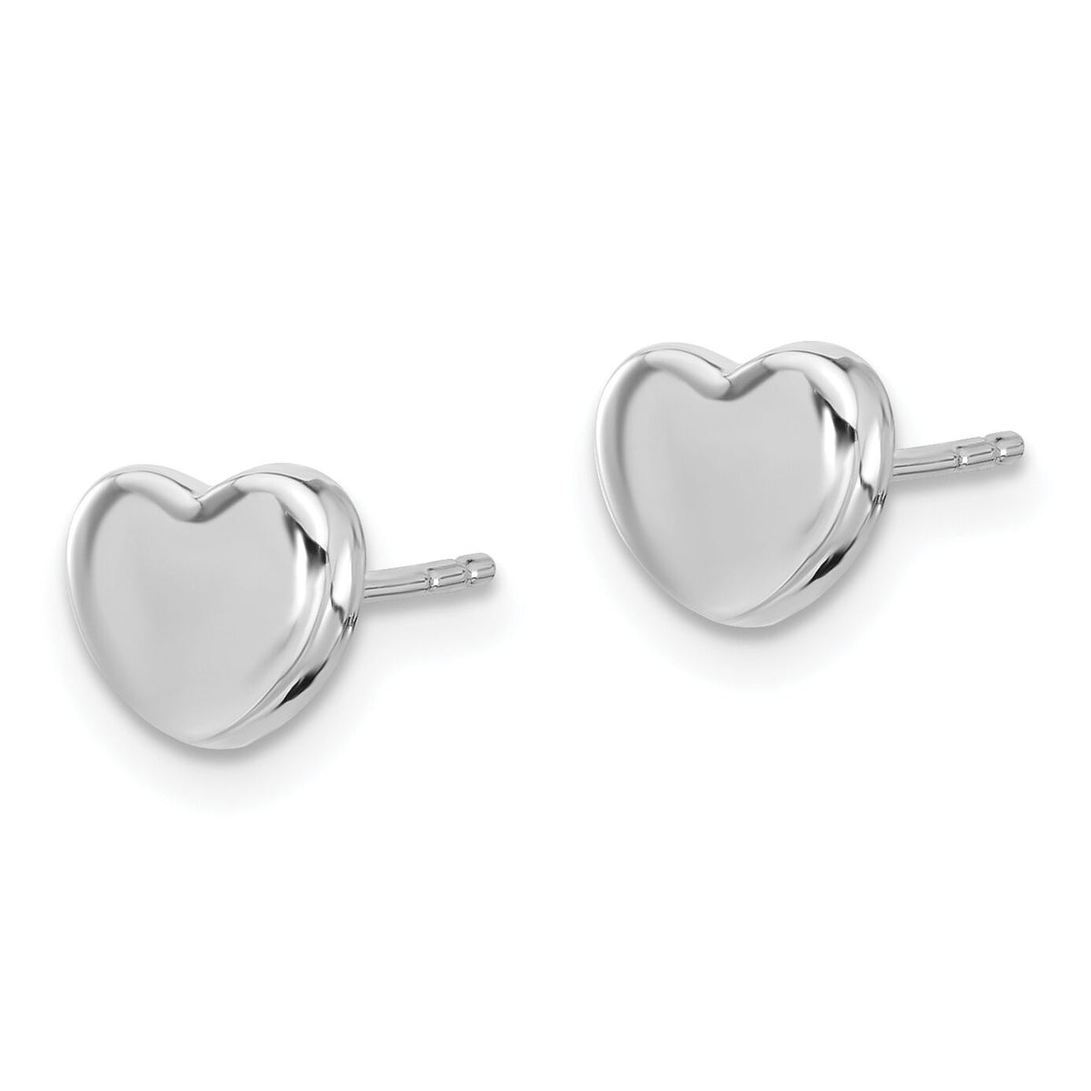 14K White Gold Polished Heart Post Earrings-TH997