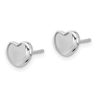 14K White Gold Polished Heart Post Earrings-TH997