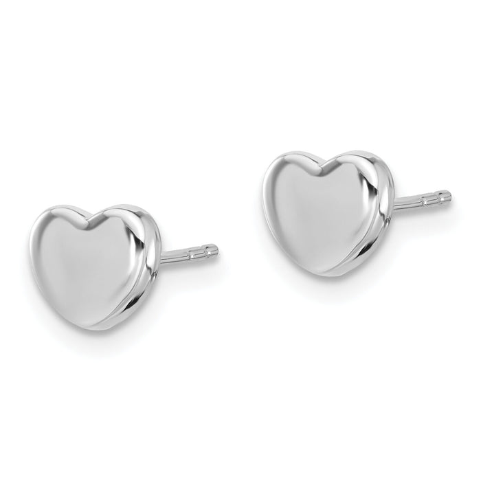 14K White Gold Polished Heart Post Earrings-TH997
