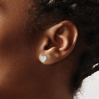 14K White Gold Polished Heart Post Earrings-TH997