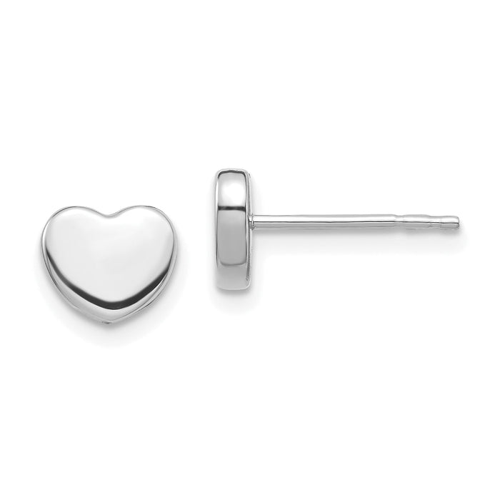 14K White Gold Polished Heart Post Earrings-TH997