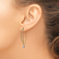 14k Two-tone Polished Wire Wrapped Diamond Cut Wire Dangle Earrings-TL1001