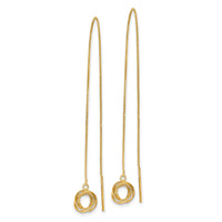 14k Polished Diamond Cut Box Chain Love Knot Threader Earrings-TL1015