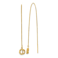 14k Polished Diamond Cut Box Chain Love Knot Threader Earrings-TL1015