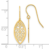 14k Polished Flower Dangle Earrings-TL1017