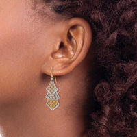 14k Tri-color D/C Polished Filigree Dangle Earrings-TL1026