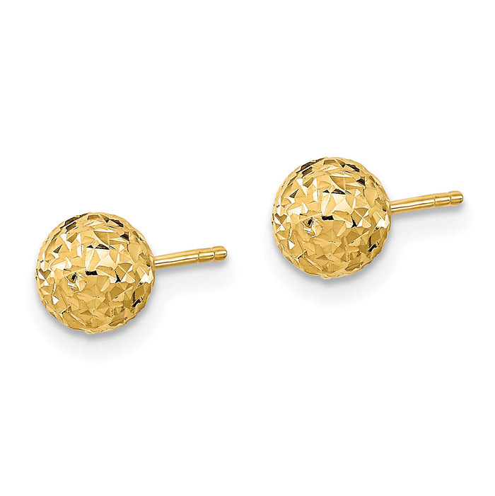 14k 6mm Diamond-Cut Ball Post Earrings-TL1027