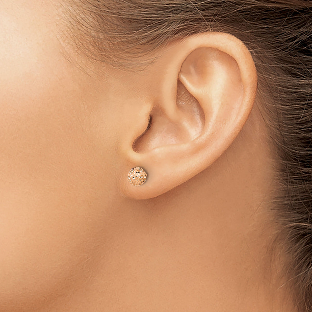 14k Rose Gold 6mm Diamond-Cut Ball Post Earrings-TL1027R