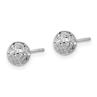 14k White Gold D/C 6mm Ball Post Earrings-TL1027W