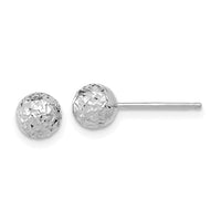 14k White Gold D/C 6mm Ball Post Earrings-TL1027W
