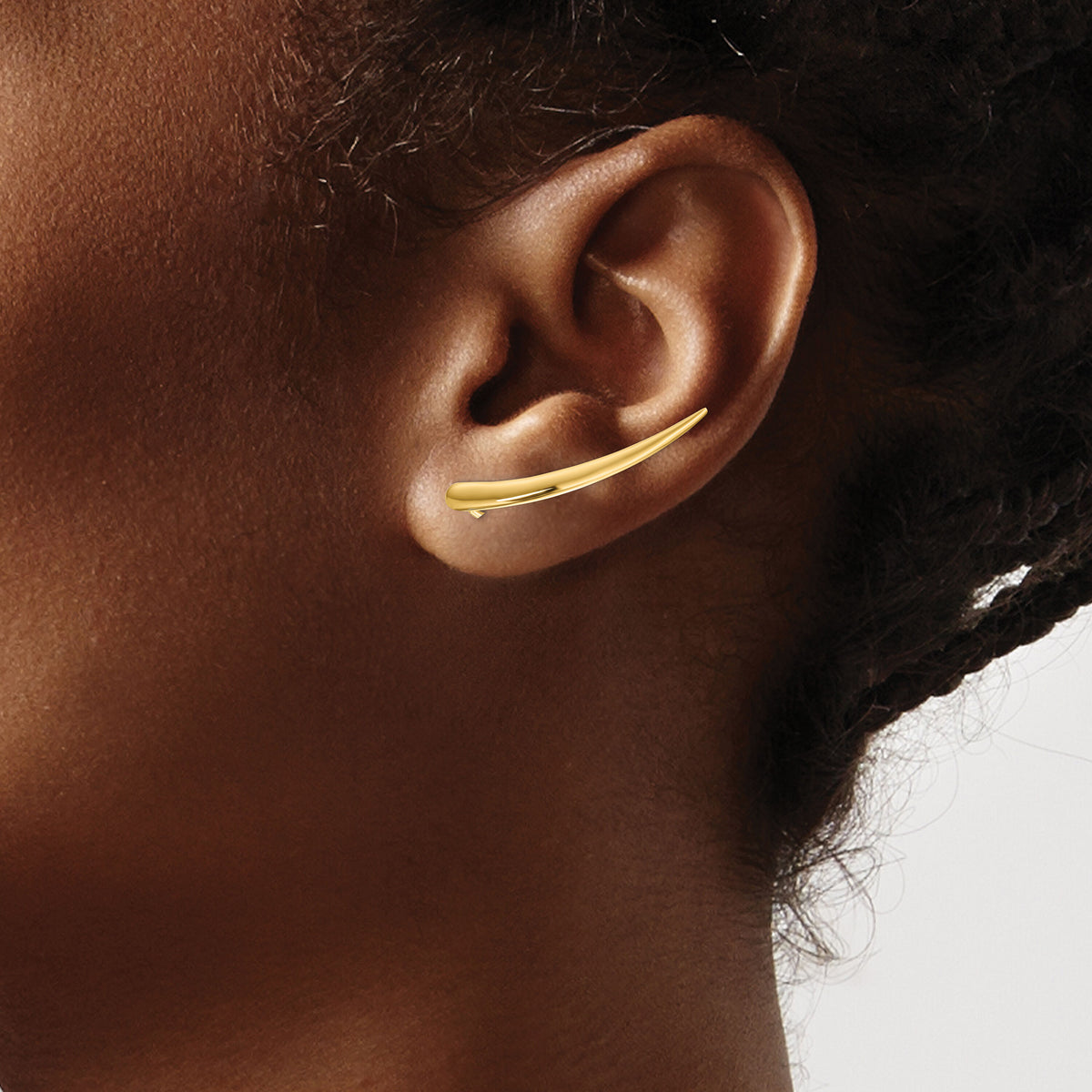 14k Gold Polished Pointed Ear Climber Earrings-TL1034
