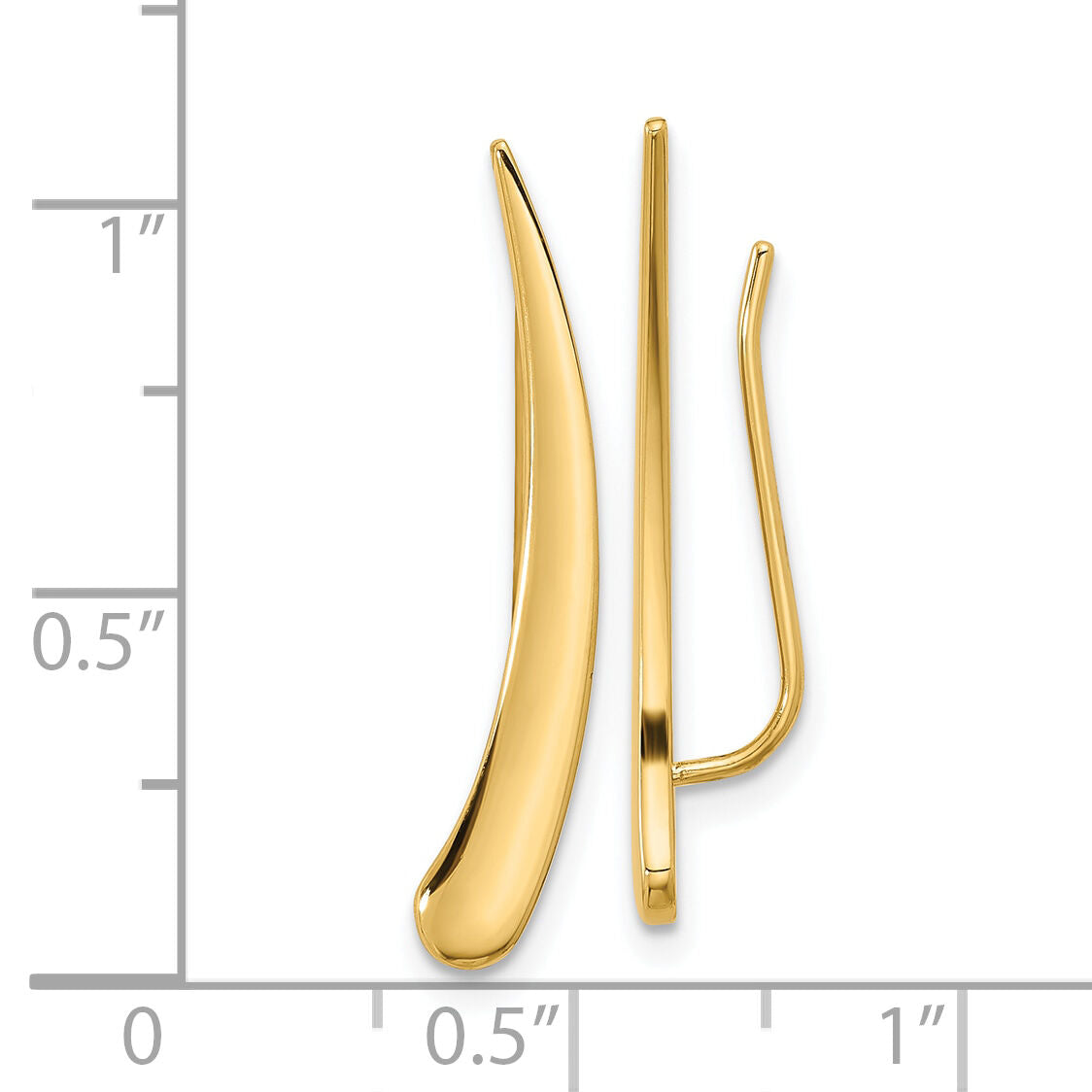 14k Gold Polished Pointed Ear Climber Earrings-TL1034