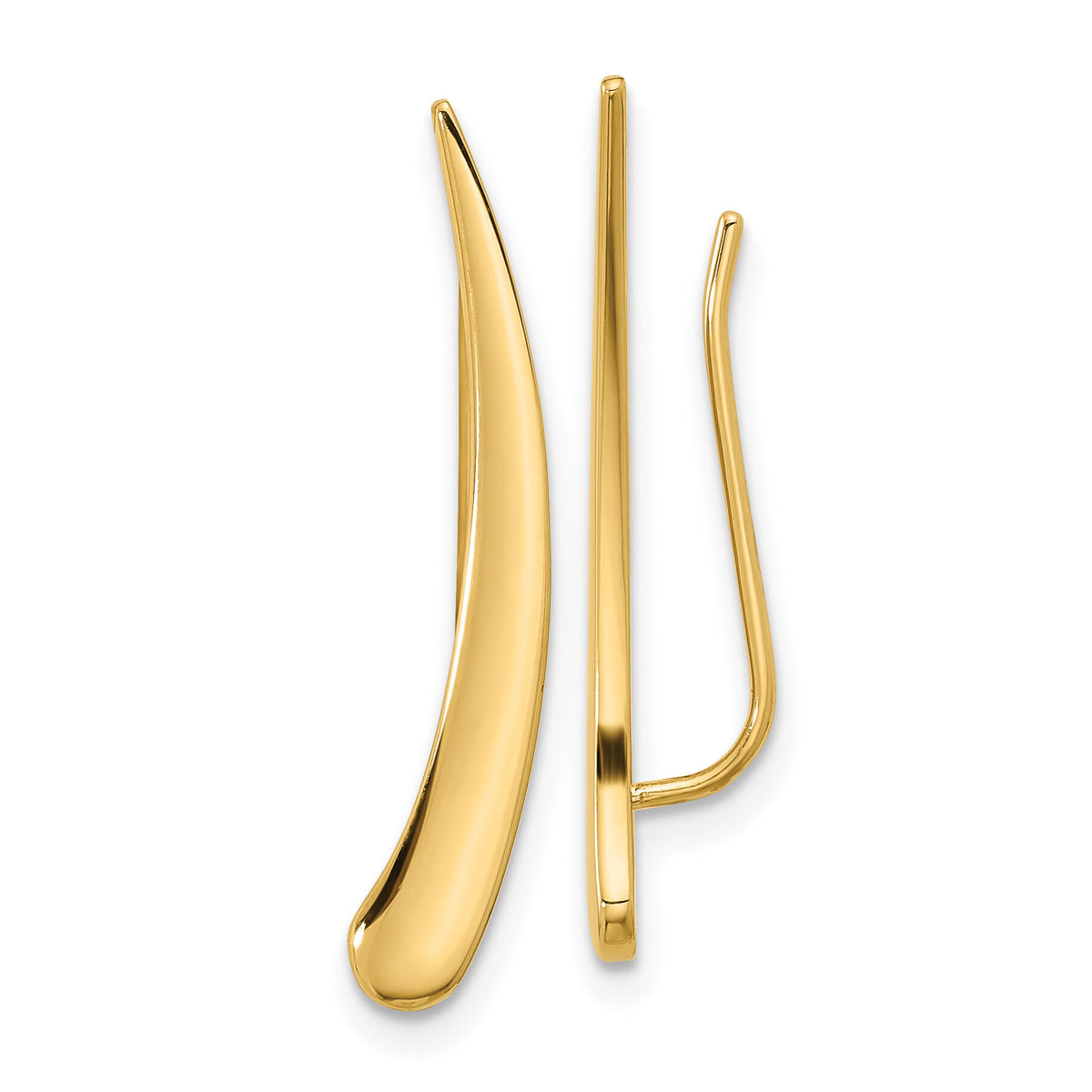 14k Gold Polished Pointed Ear Climber Earrings-TL1034
