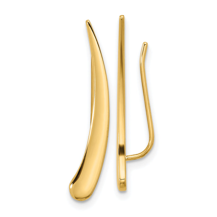 14k Gold Polished Pointed Ear Climber Earrings-TL1034