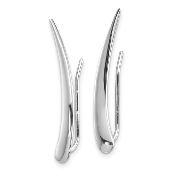 14k White Gold Polished Pointed Ear Climber Earrings-TL1034W