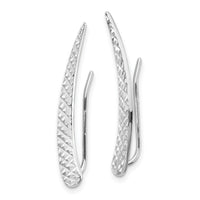 14k White Gold Polished and Textured Ear Climber Earrings-TL1035