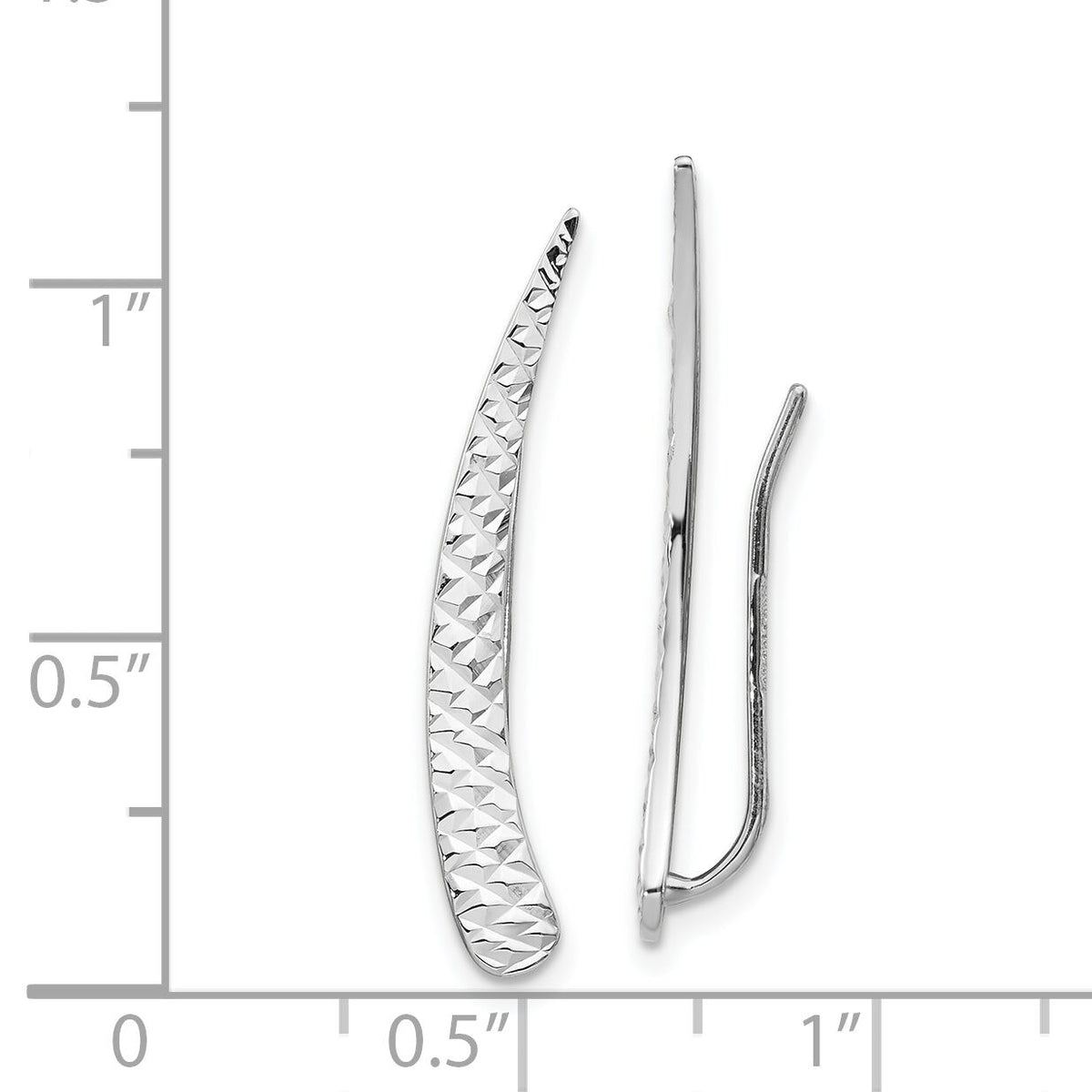 14k White Gold Polished and Textured Ear Climber Earrings-TL1035