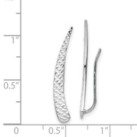 14k White Gold Polished and Textured Ear Climber Earrings-TL1035