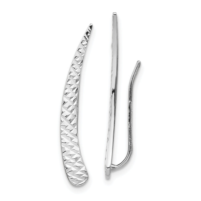 14k White Gold Polished and Textured Ear Climber Earrings-TL1035
