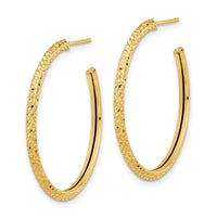 14k 2x25mm Polished Diamond-cut Round Hoop Post Earrings-TL1038
