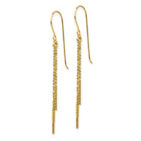 14k Polished Diamond-cut Chain and Bar Shepherd Hook Earrings-TL1041
