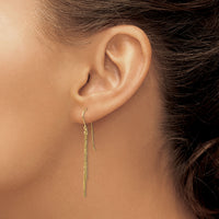 14k Polished Diamond-cut Chain and Bar Shepherd Hook Earrings-TL1041