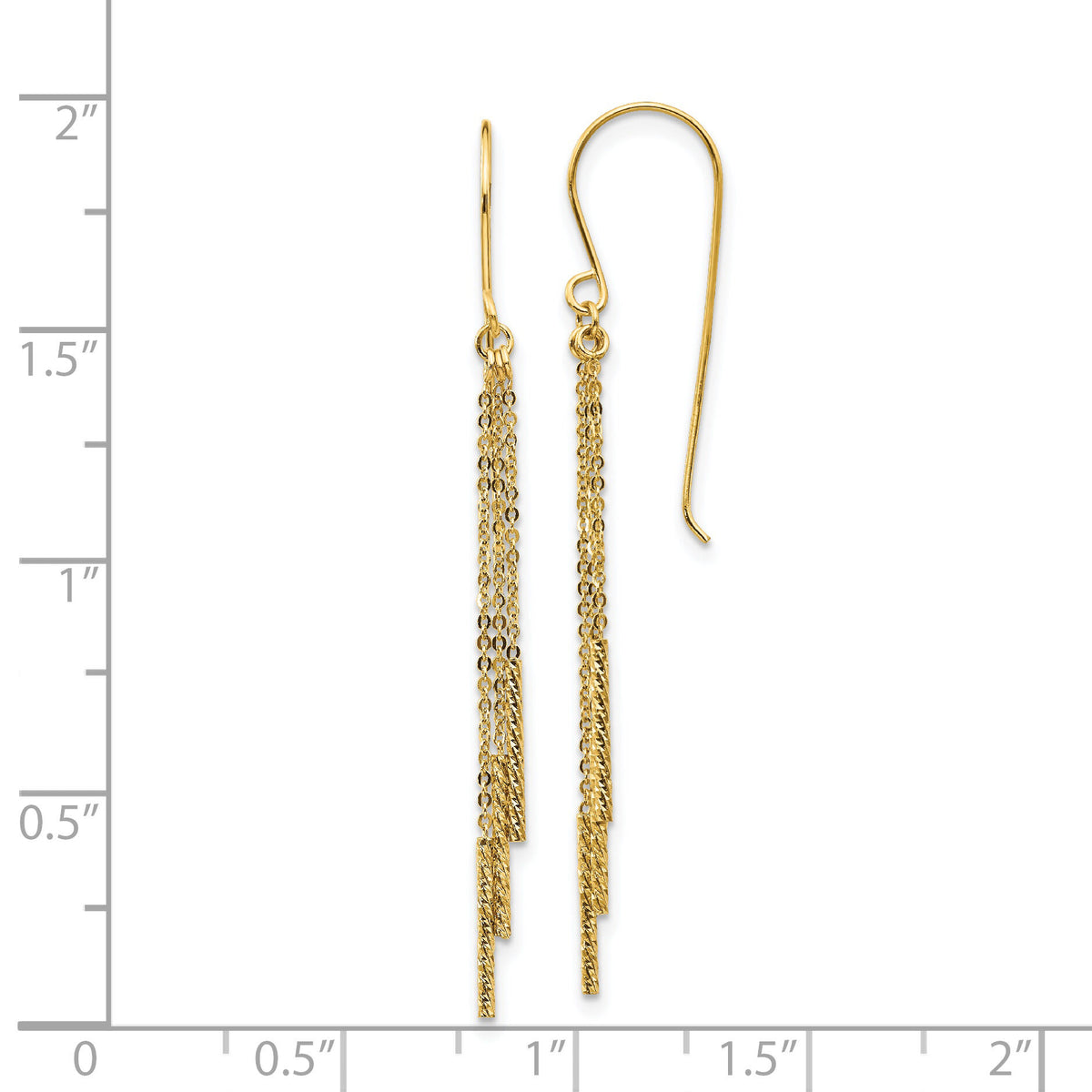 14k Polished Diamond-cut Chain and Bar Shepherd Hook Earrings-TL1041