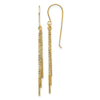 14k Polished Diamond-cut Chain and Bar Shepherd Hook Earrings-TL1041