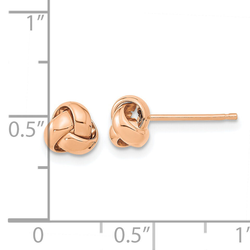 14k Rose Gold Polished Love Knot Post Earrings-TL1046R