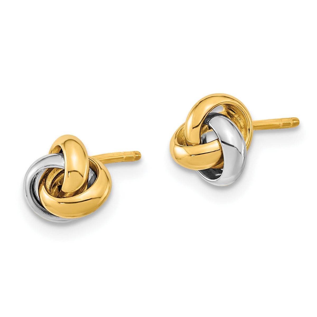 14k Two-Tone Polished Love Knot Post Earrings-TL1047TT