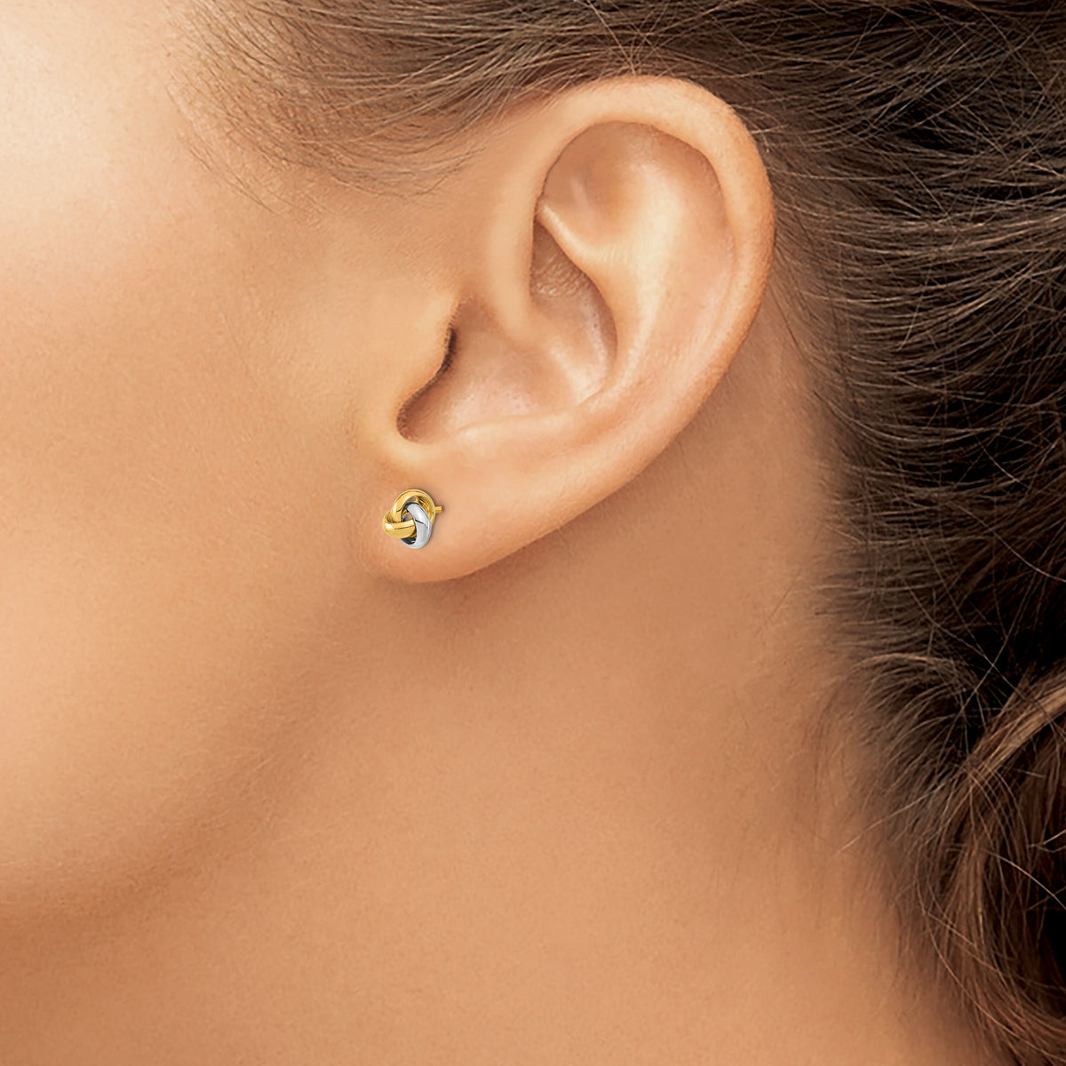 14k Two-Tone Polished Love Knot Post Earrings-TL1047TT