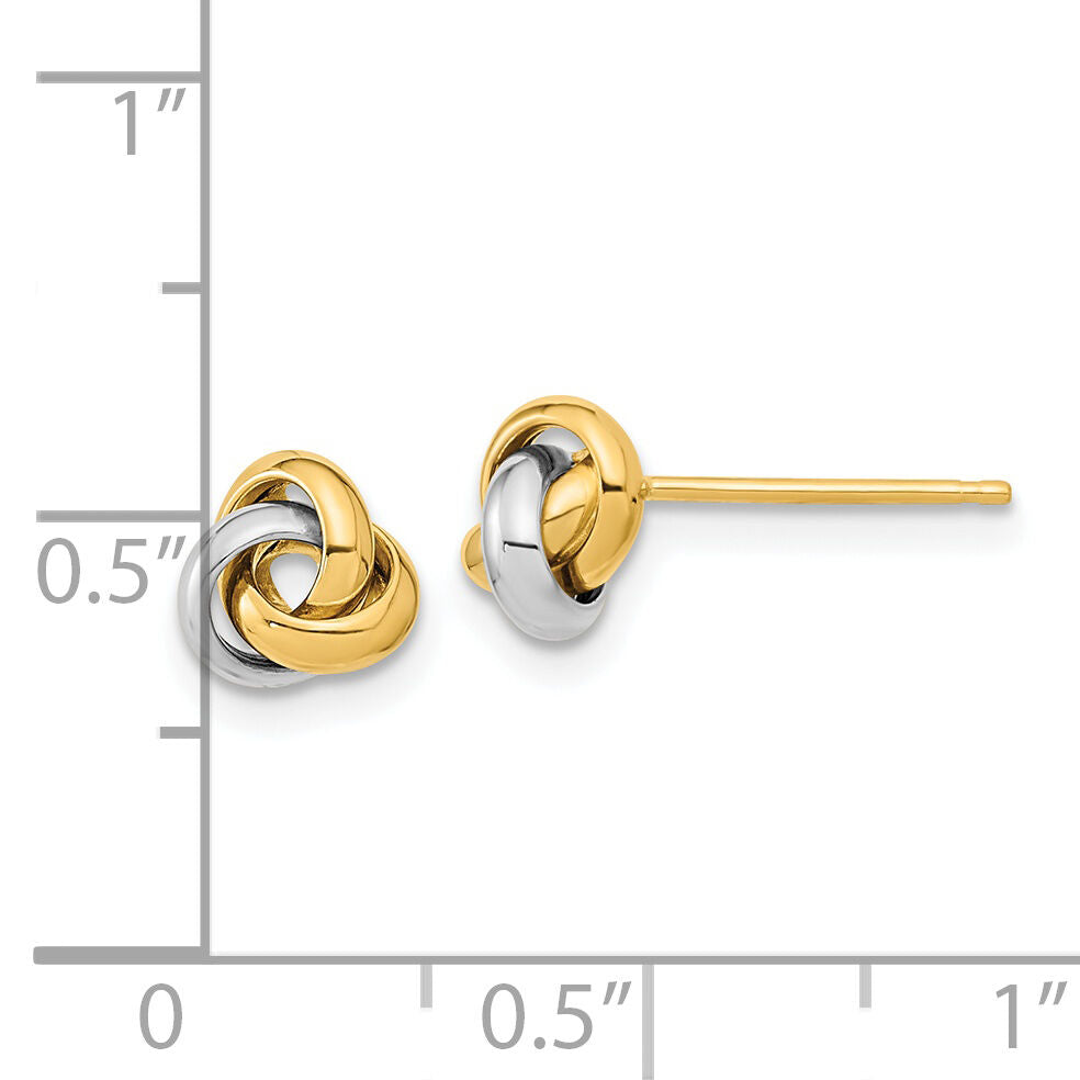 14k Two-Tone Polished Love Knot Post Earrings-TL1047TT
