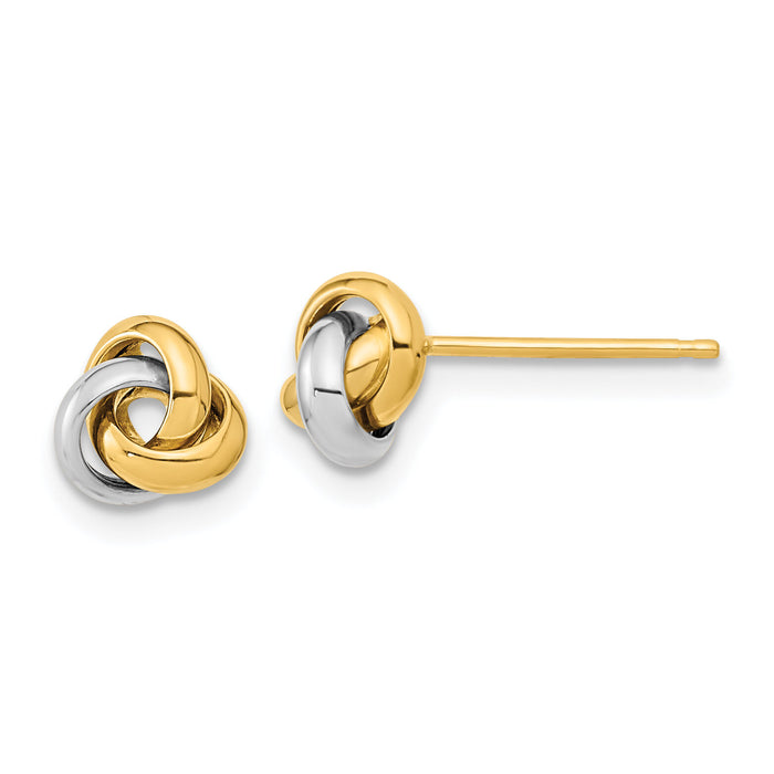 14k Two-Tone Polished Love Knot Post Earrings-TL1047TT