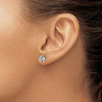14k White Gold Polished Knot Post Earrings-TL1047W